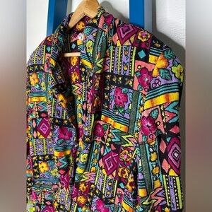 Vintage 1980s Baani's Hawaiian Print Multicolor Single Button Lightweight Blazer